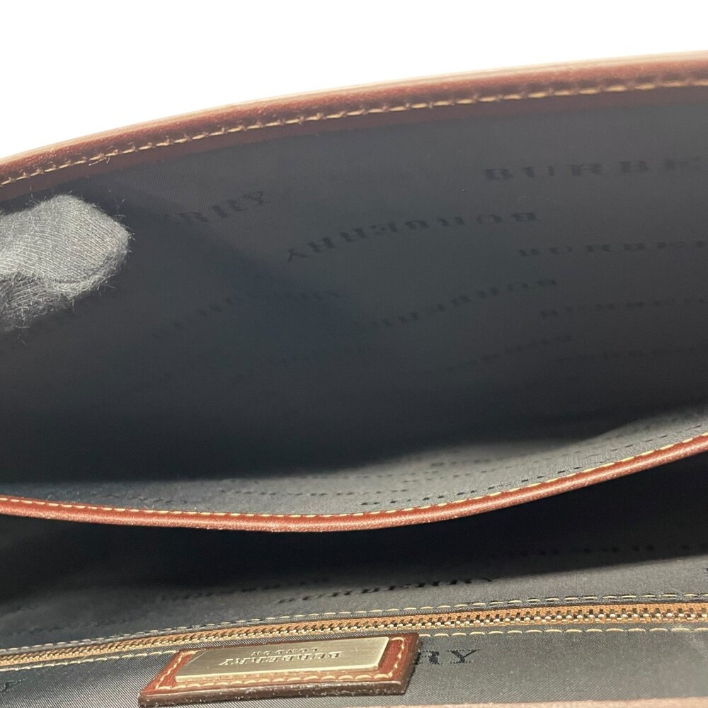 BURBERRY Men's Business Briefcase, Brown Leather, Silver Hardware, Horse Logo - Picture 15 of 16